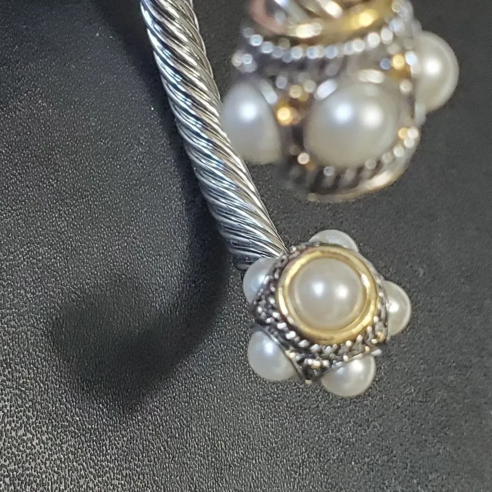 White and yellow Gold overlay freshwater pearl bracelet 7